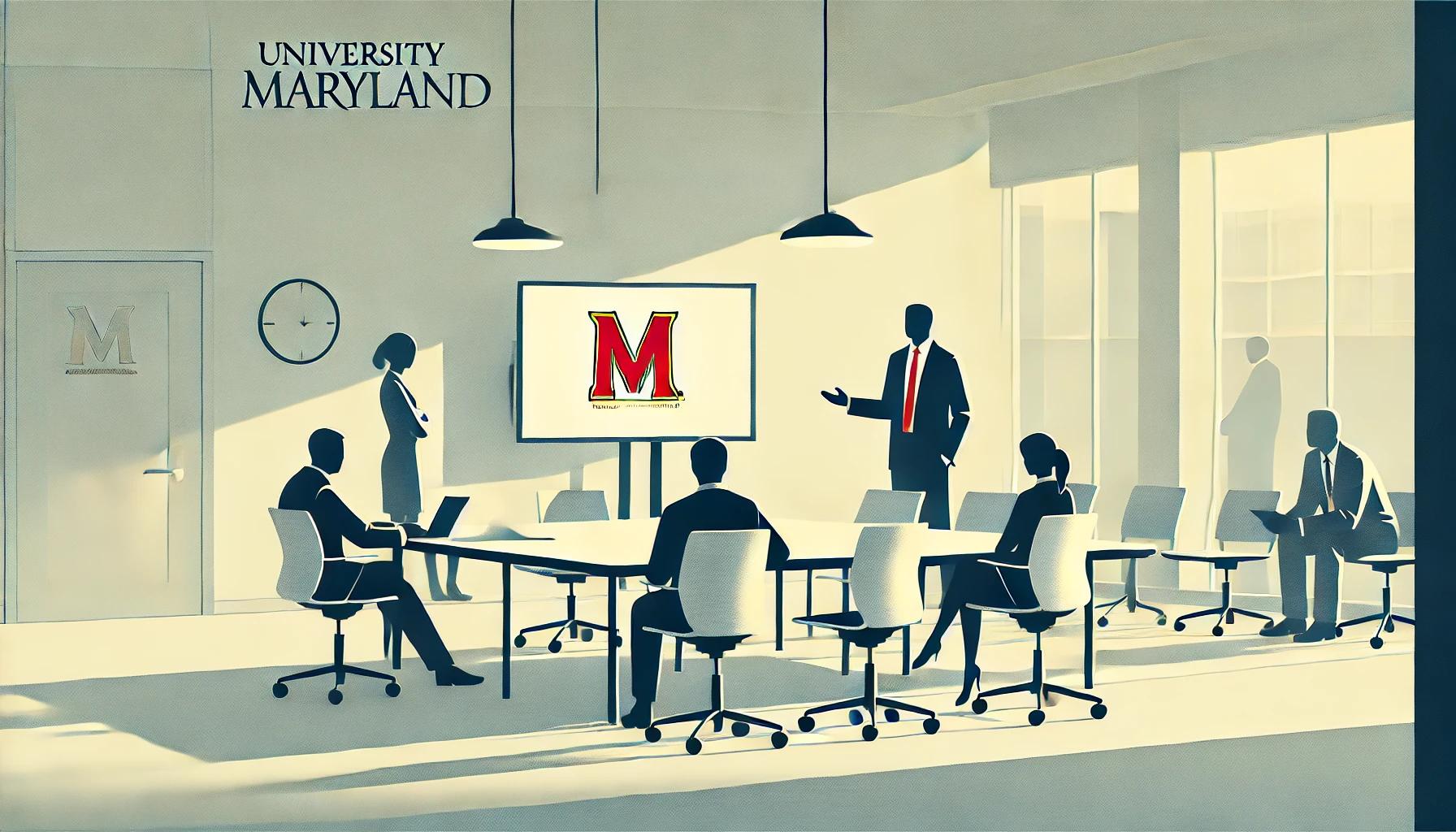 A simplified image representing learning opportunities for people in leadership and supervisory roles. The scene shows a small group of professionals
